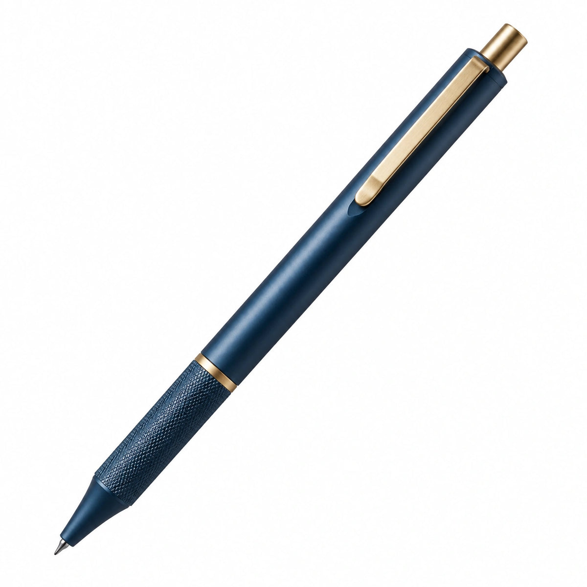 Bolígrafo Retráctil Azul Oscuro y Dorado con Punta Fina