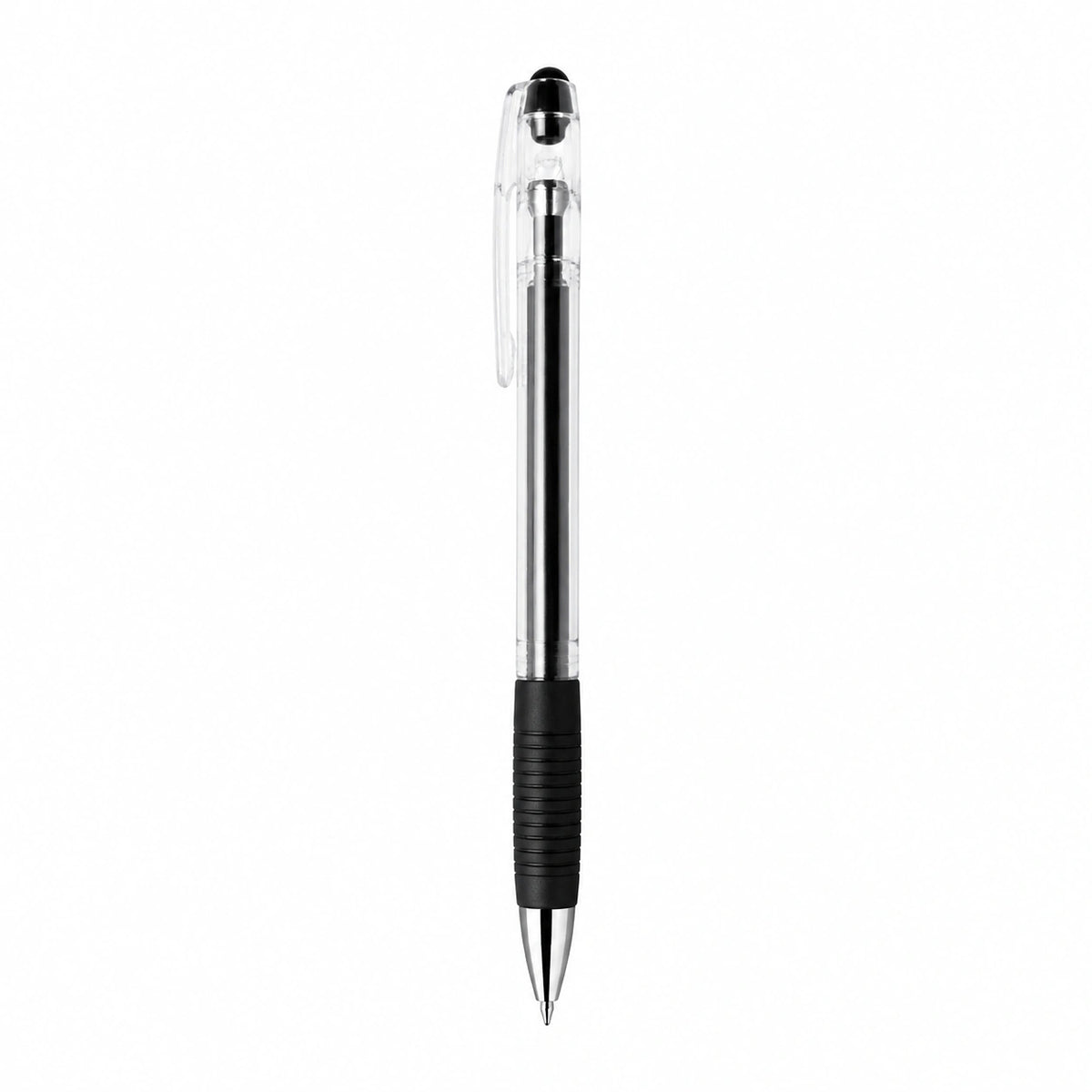 Bolígrafo Negro con Clip y Agarre Antideslizante de 0.7 mm