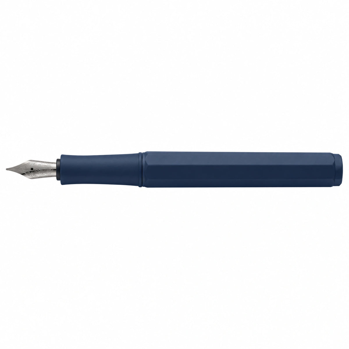 Pluma estilográfica azul marino con cuerpo octagonal