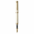 Pluma Estilográfica Elegante Blanca con Detalles Dorados