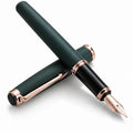 Pluma estilográfica verde con detalles en oro rosa